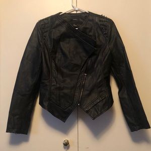 Faux leather jacket with spike detail